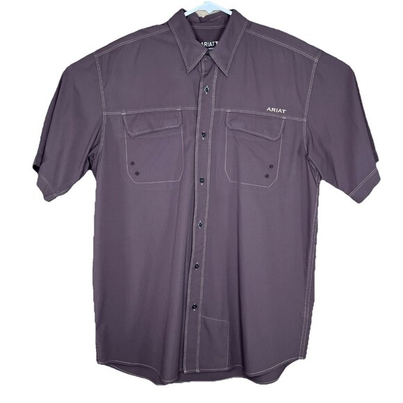 Ariat Other - Ariat Tek Button Down Shirt Mens Med Brown  Performance Heat Series Button Up